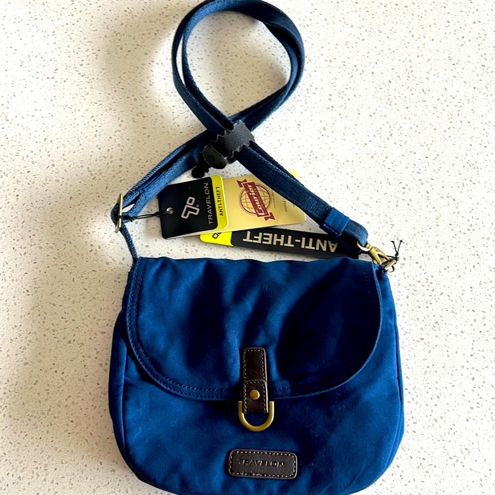 Travelon Courier Collection Saddle Crossbody Navy Purse